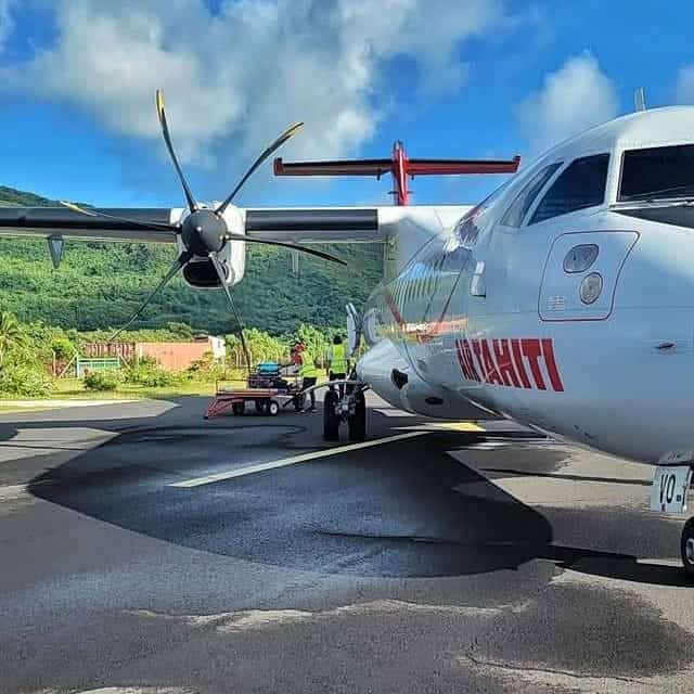 Air Tahiti charted plane at runway - Traveling to Moorea from Tahiti