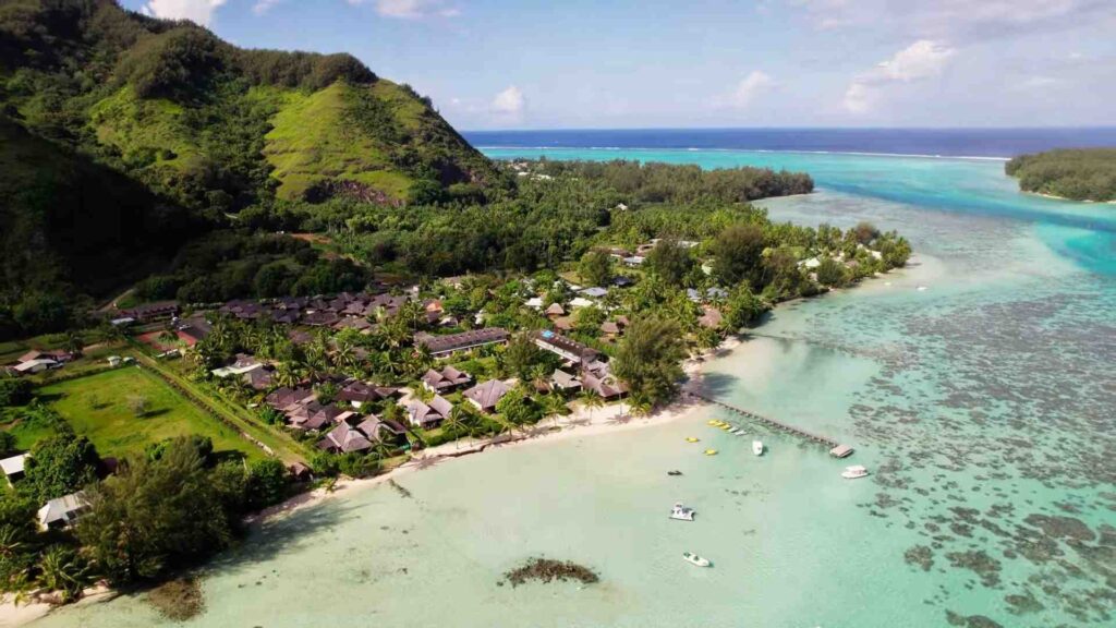 Aerial view of Tipanier Beach in Moorea