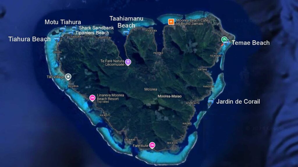 Moorea snorkeling spots map