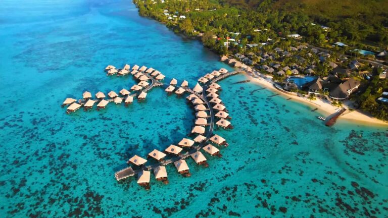 Hilton Moorea Overwater Bungalows aerial view