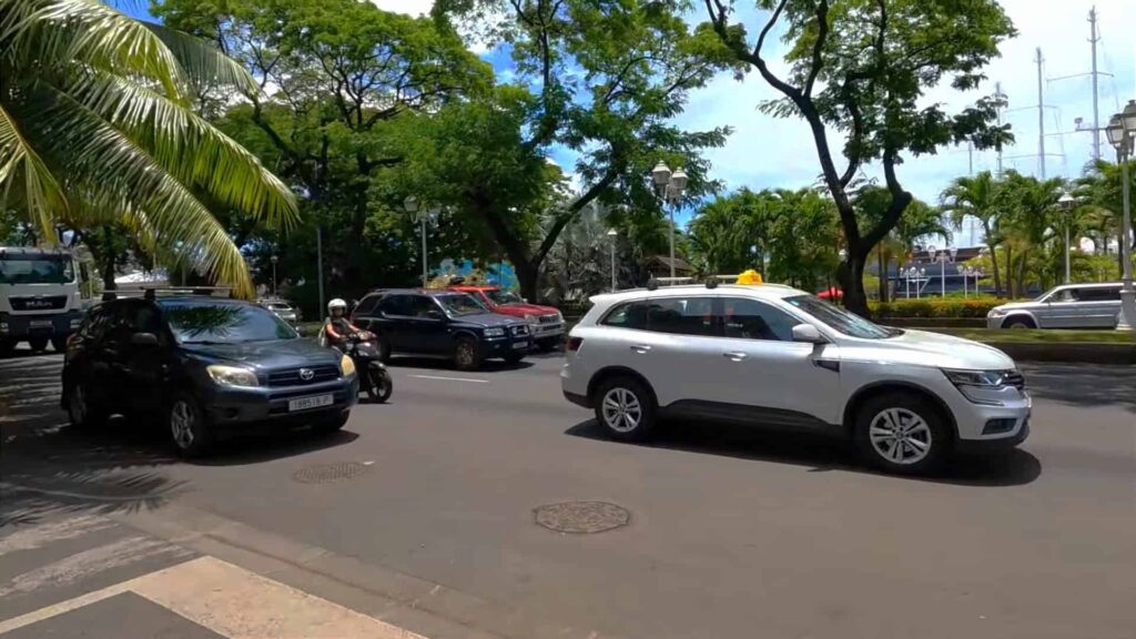 Cars on a road in Papeete