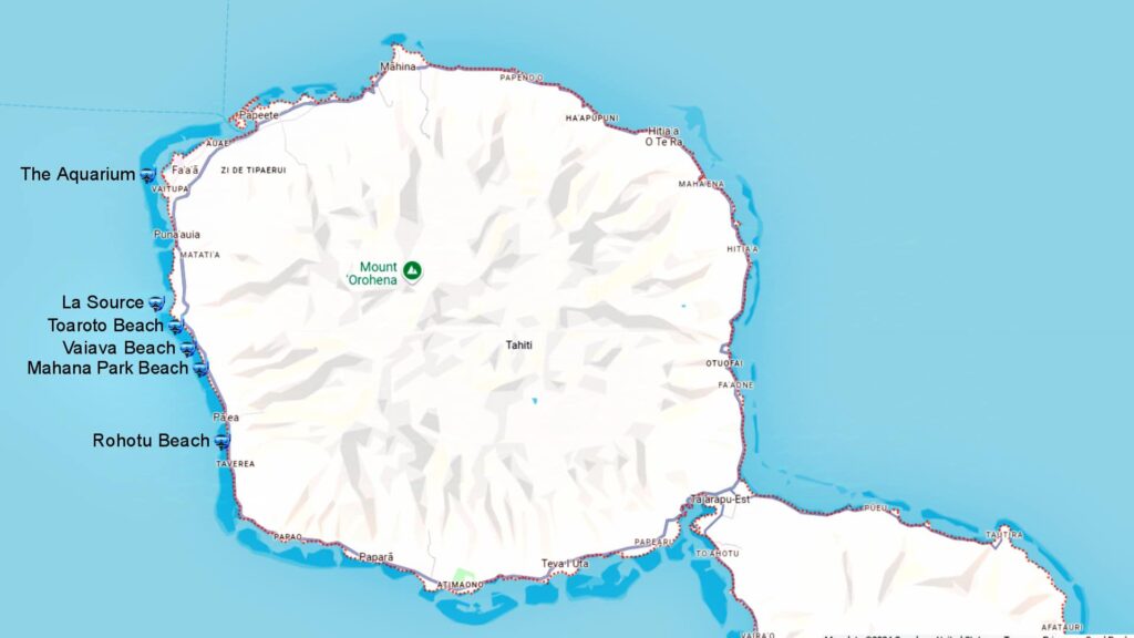 Tahiti snorkeling spots map